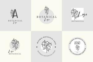 linje konst minimalistisk blomma logotyp packa vektor