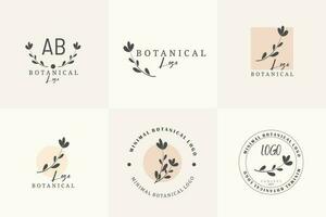 Linie Kunst minimalistisch Blume Logo Pack vektor