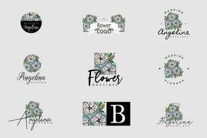 minimalistisch Blume Logo Pack vektor