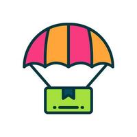 Fallschirm Lieferung Symbol zum Ihre Webseite, Handy, Mobiltelefon, Präsentation, und Logo Design. vektor