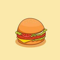 utsökt burger med skinka kött och ost vektor illustration