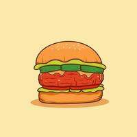 groß Rindfleisch Fleisch Burger Illustration Vektor, Karikatur Hamburger Illustration vektor