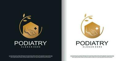 podiatry logotyp ikon med kreativ begrepp design premie vektor