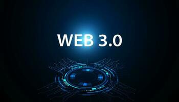 digital webb 3.0 begrepp. semantisk webb och ai algoritmer analysera, tolka och utvärdera data sådan som defi, krypto, nft, dapps, smart kontrakt eller blockchain på en skön blå bakgrund. vektor