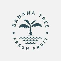 Banane Baum mit Wasser Logo Jahrgang Vektor Illustration Vorlage Design