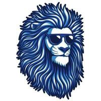lejon blå päls bär glasögon vektor illustration