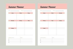 Sommer- Planer Start von Sonntag und Start von Montag vektor