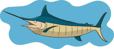 Illustration von ein Blau Marlin Fisch auf ein Weiß Hintergrund. vektor