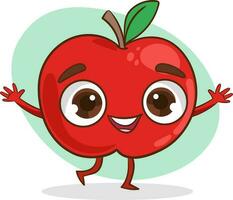 süß Apfel Charakter Karikatur Vektor