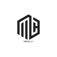 sechseckig gestalten Brief mc Negativ Raum modern Logo. mc Logo. cm Logo vektor