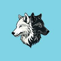 zwei Wolf egame Logo Design vektor