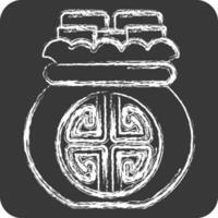 Symbol Geld Tasche. verbunden zu Chinesisch Neu Jahr Symbol. Kreide Stil. einfach Design editierbar vektor