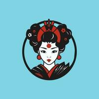 japansk geisha karaktär vektor logotyp