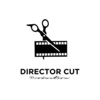 Regisseur hinter den Kulissen Schnitt Studio Studio Video Kino Filmproduktion Vektor Logo Design Ikone Illustration