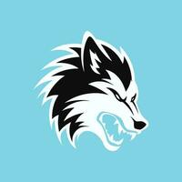 ein einfach Logo mit ein aggressiv Wolf Kopf vektor
