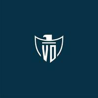 vo Initiale Monogramm Logo zum Schild mit Adler Bild Vektor Design