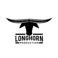 premium longhorn skalle western logo ikon design film west film vektor