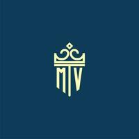 mv första monogram skydda logotyp design för krona vektor bild