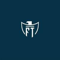 ft Initiale Monogramm Logo zum Schild mit Adler Bild Vektor Design