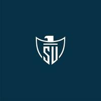 su Initiale Monogramm Logo zum Schild mit Adler Bild Vektor Design