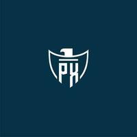 px Initiale Monogramm Logo zum Schild mit Adler Bild Vektor Design