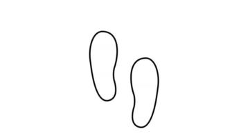 Fußabdruck Schritt schwarze Linie Symbol weißen Hintergrund einfache Illustration Design vektor