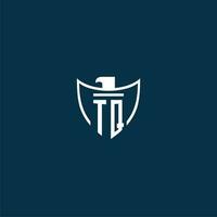 tq Initiale Monogramm Logo zum Schild mit Adler Bild Vektor Design