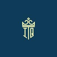 iq Initiale Monogramm Schild Logo Design zum Krone Vektor Bild