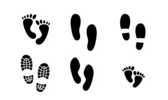 Set Sammlung Fußabdruck Schritt Silhouette Symbol einfaches Design vektor