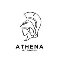 Premium Athena die Göttin schwarz Vektor Icon Linie Logo Illustration Design