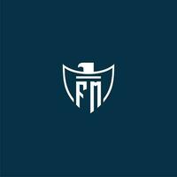 fm första monogram logotyp för skydda med Örn bild vektor design