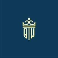 qw Initiale Monogramm Schild Logo Design zum Krone Vektor Bild
