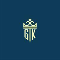 gk Initiale Monogramm Schild Logo Design zum Krone Vektor Bild