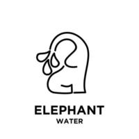 einfacher songkran Elefant mit Wasservektorikone schwarze Linie Logo Illustration Design isoliert Hintergrund vektor