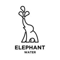 einfacher songkran Elefant mit Wasservektorikone schwarze Linie Logo Illustration Design isoliert Hintergrund vektor