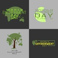 värld miljö dag logotyp i annorlunda typer vektor