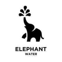 einfacher Songkran-Elefant mit schwarzem Logo-Illustrationsdesign des Wasservektorsymbols vektor