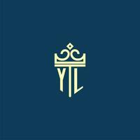 yl Initiale Monogramm Schild Logo Design zum Krone Vektor Bild