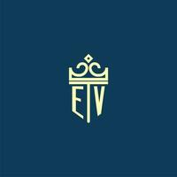 ev första monogram skydda logotyp design för krona vektor bild
