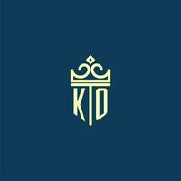 ko Initiale Monogramm Schild Logo Design zum Krone Vektor Bild