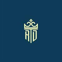 rd Initiale Monogramm Schild Logo Design zum Krone Vektor Bild