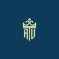 ru Initiale Monogramm Schild Logo Design zum Krone Vektor Bild