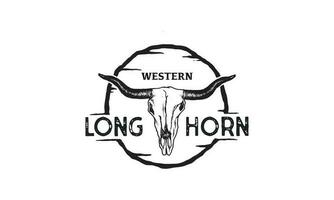 texas longhorn, country western bull boskap vintage etikett logotyp design vektor