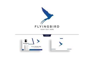 flygande fågel sväljer kreativ logotyp mall vektorillustration med visitkort mall vektor