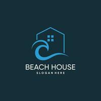 strand hus logotyp vektor med kreativ design aning