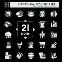 Symbol einstellen Chinesisch Neu Jahr. verbunden zu Bildung Symbol. glänzend Stil. einfach Design editierbar vektor