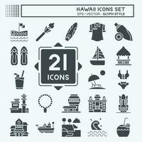 Symbol einstellen Hawaii. verbunden zu Urlaub Symbol. Glyphe Stil. einfach Design editierbar. Vektor