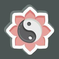 klistermärke yin yang. relaterad till kinesisk ny år symbol. enkel design redigerbar vektor