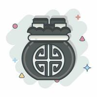 Symbol Geld Tasche. verbunden zu Chinesisch Neu Jahr Symbol. Comic Stil. einfach Design editierbar vektor