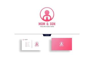 momy och barn eller barn vård logotyp mall vektor isolerad med visitkort vektor